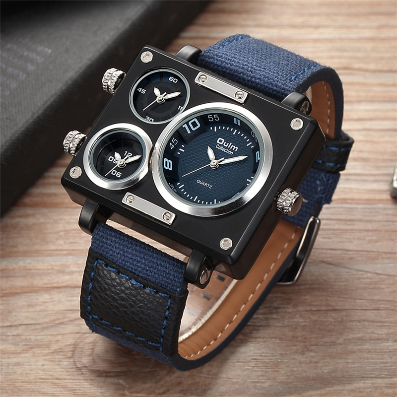 Oulm Fabric Strap Male Square Watch Mens Watches Top Brand  