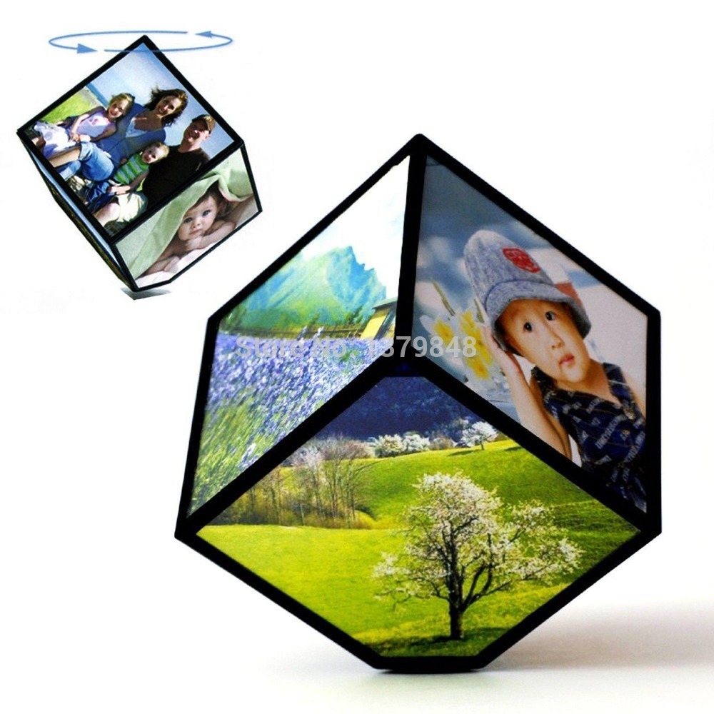 Magic Cube Revolving Picture Photo Frame Multiple 360 Rotating Multi